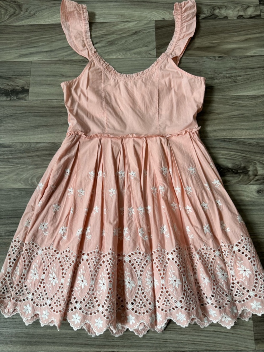 LoveShackFancy Mochi Cotton Eyelet Mini Dress in Pink Size 6 - Picture 9 of 9